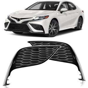 2 PCS Front Fog Light Cover Fit for Toyota Camry SE XSE 2021 2022 2023, ABS Front Bumper Fog Lamp Frame Cover Left Driver & Right Passenger Side Replacement for 8148106240 8148206200 (Gloss Black)