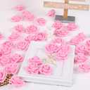 Foam Roses Artificial Flower Heads, 200 Pcs Stemless Fake Roses for DIY Craft Wedding Bouquet Party Decoration (Pink)