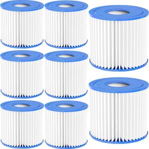 Type D Pool Filter Cartridge Compatible with Summer Waves 350, 400, 600 Pool Filter Type D, Intex, rx600, Summer Waves P57100102, P57000104, Size D Replacement (8 Pack)