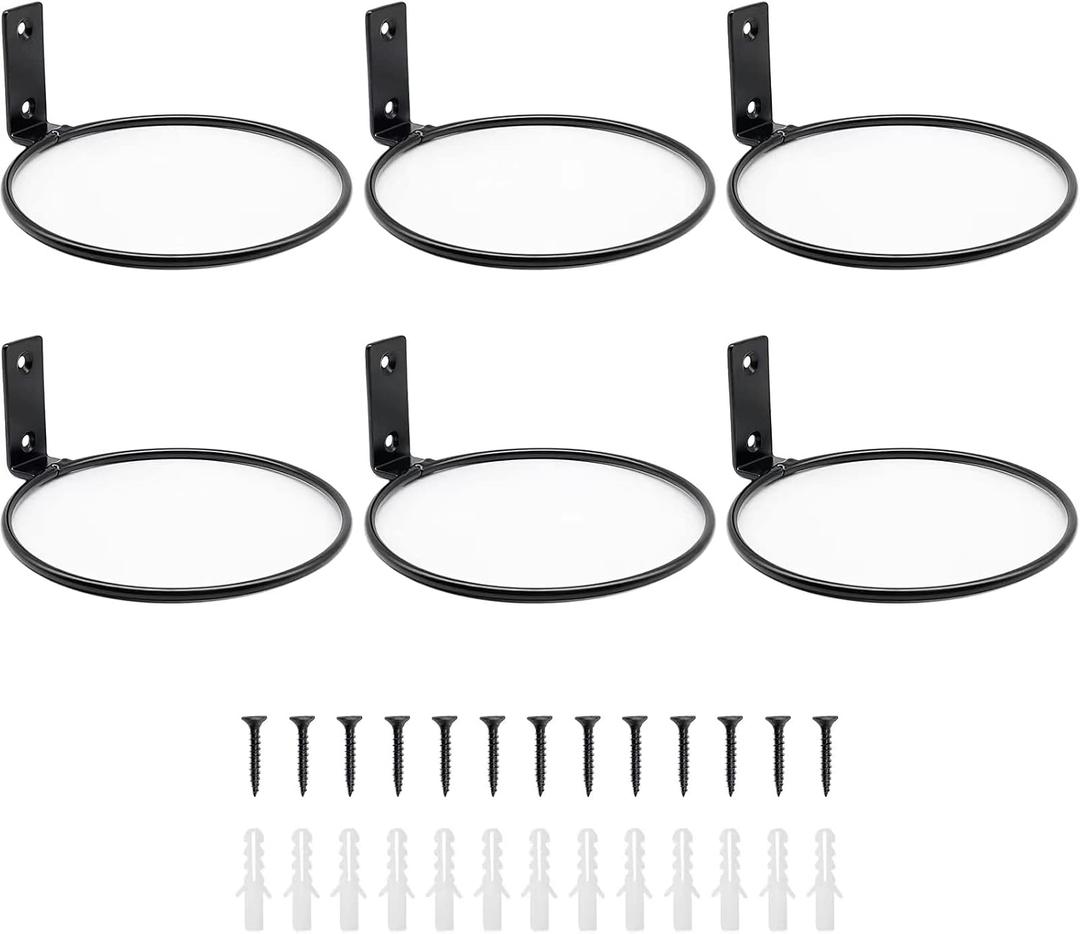 6 Pack 8 Inch Wall Flower Pot Holder Ring Plant Hanger, Metal Planter Hooks Wall Mounted Bracket Heavy Duty for Outdoor Indoor