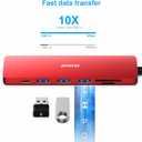 BENFEI USB C HUB 7-in-1, USB-C HUB Multiport Adapter with HDMI (4K @ 60Hz Certified)/100W Power Delivery/3*USB 3.0 5Gbps/SD/TF Card Reader (160MB/s) for iPhone 15 Pro/Max MacBook iPad Pro iMac S23 (red)