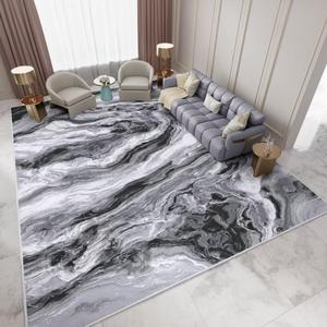 Washable Area Rug 9x12 - Artistic Style Modern Rug for Living Room Bedroom Dining Room, Soft Low Pile Machine Washable Carpet, Non Slip Non Shedding Area Rug - Grey/White, 9'x12' (9' x 12')