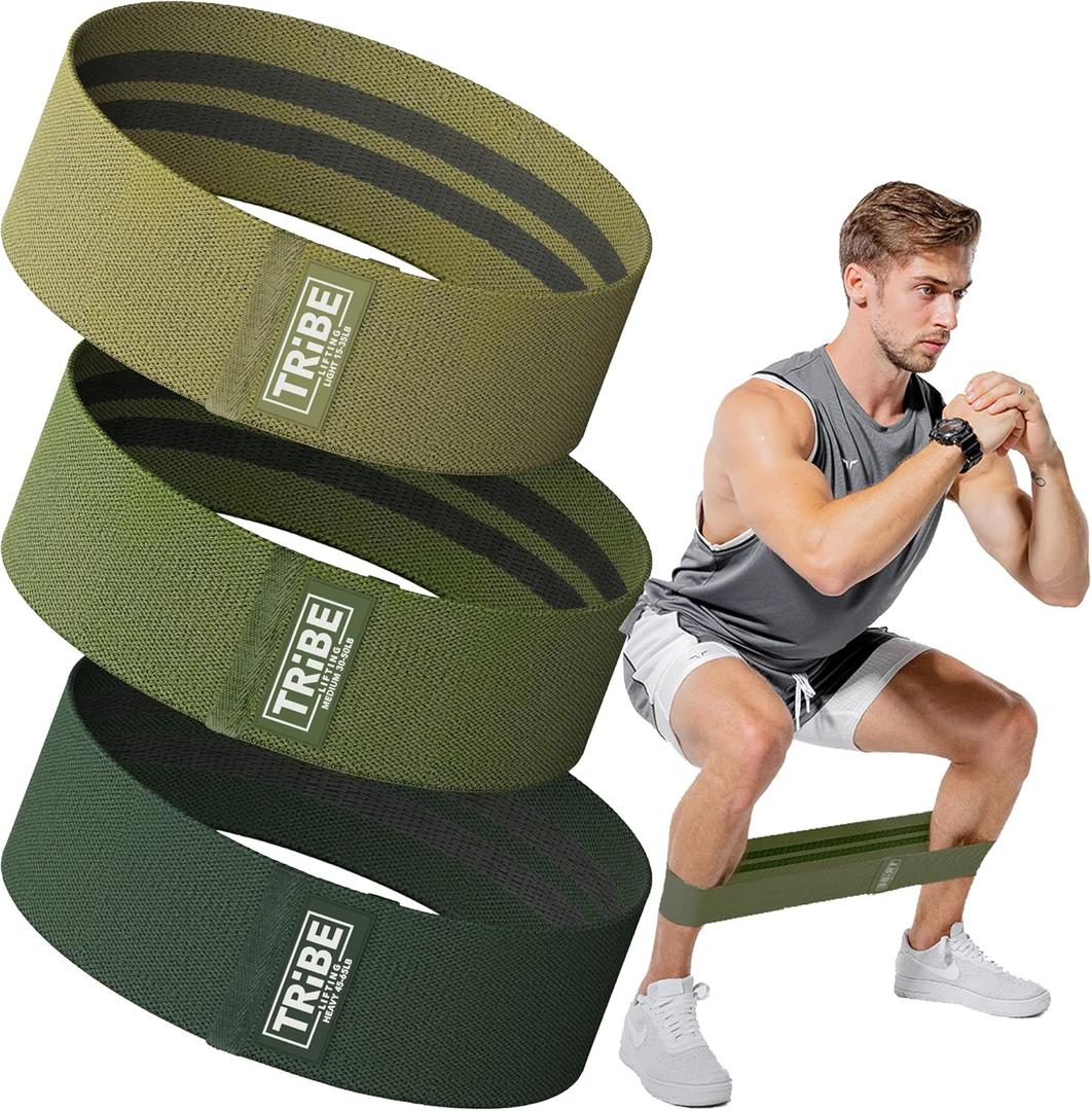 Fabric Resistance Bands for Legs - Workout Bands Resistance Bands for Men and Women - Booty Bands for Working Out - Exercise Bands Resistance Bands Set - Elastic Bands for Exercise (Military Green)