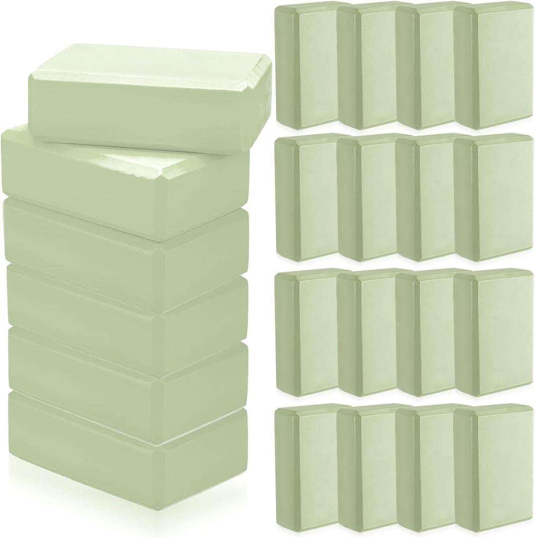 Outus 20 Pcs Yoga Blocks Bulk 9 x 6 x 3 Inch High Density Bricks to Improve Strength Flexibility Balance Soft Non Slip Gymnastic Blocks for Yoga Sports(Light Green)