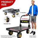 Hand Cart Dolly, Push Cart with 360 Swivel 5'' Wheels, 1200LBS Capacity, Dolly Cart with Wheels Warehouse Cart for Groceries, Garage, Warehouse - Black