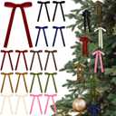 24 Pcs Velvet Bows for Christmas Tree Vintage Ribbon Bows for Crafts Garland Home Coquette Wedding Birthday Decor(5 x 7 Inch, Width of 5/8",Colorful)