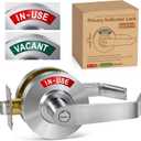 Privacy Indicator Handle Door Lock - Occupied Door Lever Vacant or in-use Privacy Door Handle, ANSI Commercial Grade2, Perfect for Public Restrooms Including Restaurants, Hospitals (Satin Chrome)