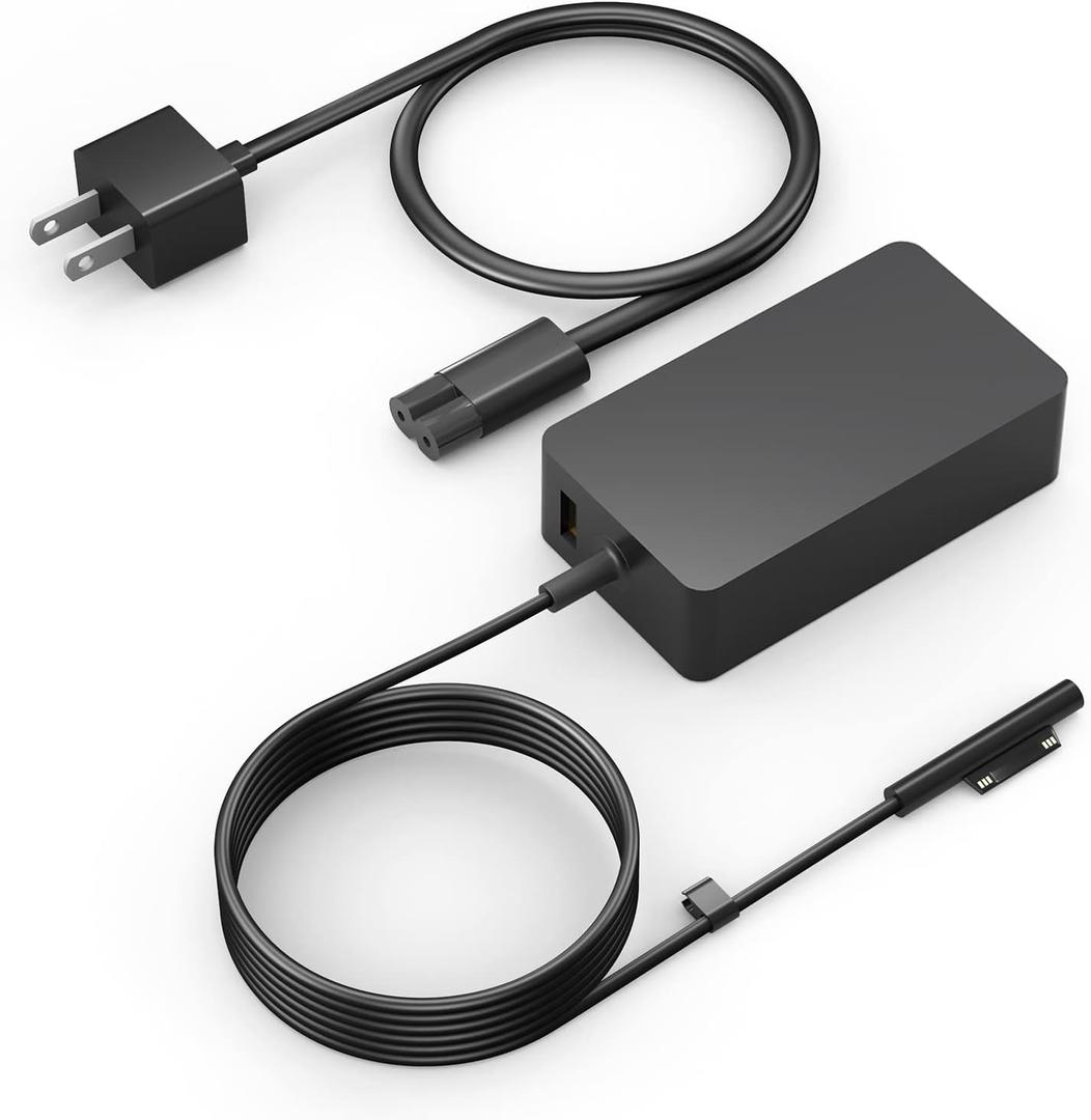 65W Surface Pro Laptop Charger for Microsoft Surface Pro 11,10, 9, 8, 7+, 7, 6, 5 Surface Laptop 5 Studio 4 Go 3 2, Surface Book 3 2 1, Surface Go Tablet, Support 36W, 44W