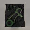 FitBeast Hand Grip Strengthener Workout Kit (5 Pack), 2 Forearm Grip Adjustable Resistance Hand Gripper, Finger Stretcher, Grip Ring & Stress Relief Grip Ball for Athletes (Dark Green)