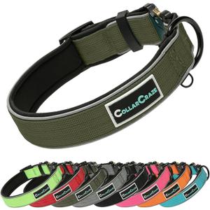 Dog Collar for Small Medium Large Dogs, Reflective, Adjustable Heavy Duty Dog Collar, Soft Neoprene Padded Comfortable for Walking (Ranger Green, L)
