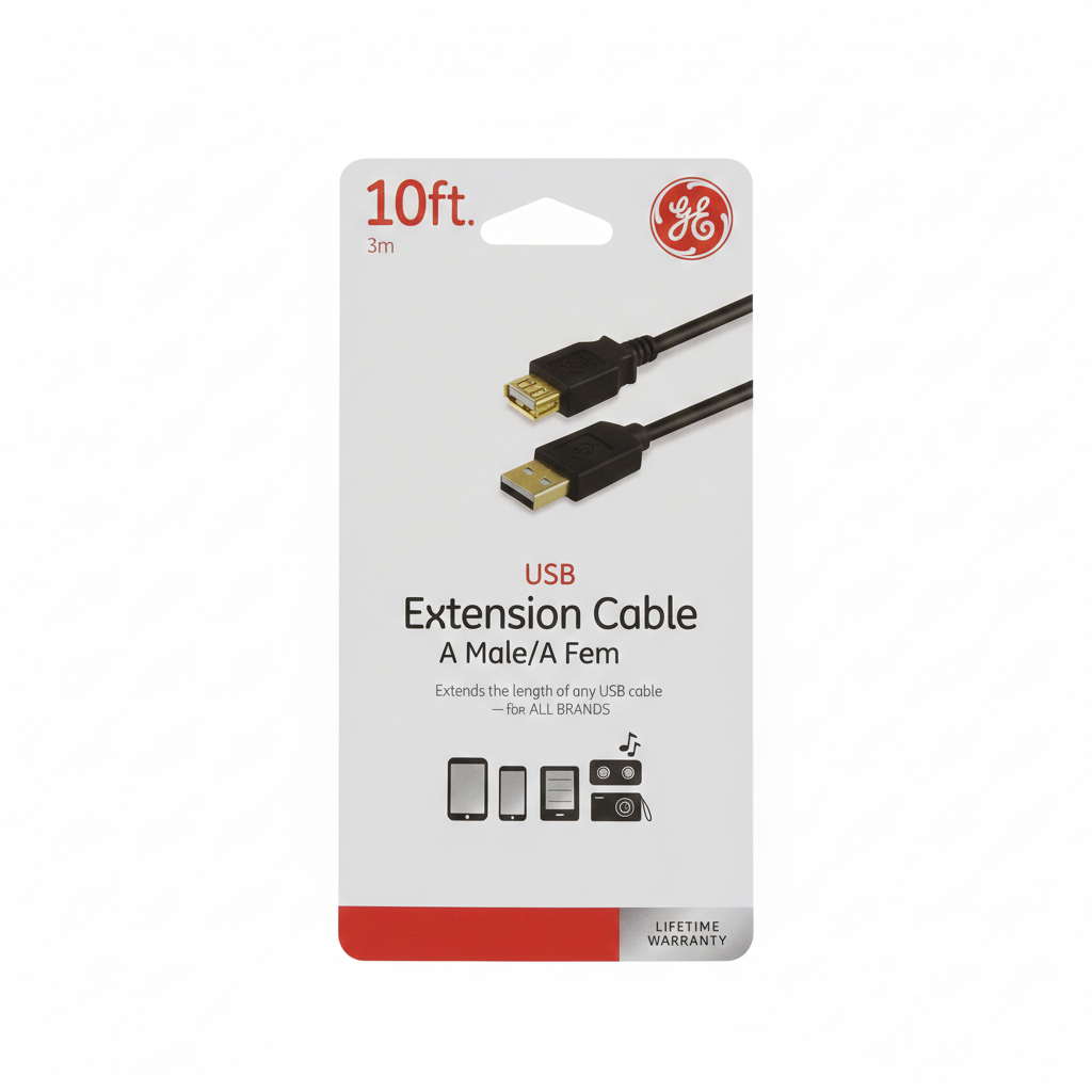 USB EXTENSION CABLE A MALE/A FEMALE 10FT