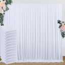 60 ft x 10 ft Wrinkle Free White Backdrop Curtain for Parties, 12 Panels 10ft Polyester White Photo Backdrop Drapes for Graduation Birthday Wedding Party Stage Curtains