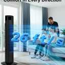 Uthfy Tower Fan with Remote, Portable 120 Oscillating Standing Fan, 3 Speeds & 3 Modes, 7.5H Timer, Fans That Blow Cold Air for Bedroom, Living Room, Office, Black