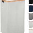 LONBET Laundry Basket with Lid, Made from Breathable Fabric | Aesthetic Clothes Hampers for Laundry with Side Handles & Sturdy Bamboo Frame (26 Gallons - Single, Light Gray)