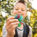 Leinuosen 12 Pieces Stringy Balls Sensory Stringy Ball Soft Rainbow Pom Bouncy Stress Bags Basket Stuffers Fillers Graduation Party Favors Birthday End of Year Gifts, Multicolor (2.75 Inch)