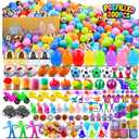 KissFuture 200 PCS Prefilled Easter Eggs with Toys Inside, Easter Eggs Filled for Egg Hunt, Easter Basket Stuffers for Kids, Easter Classroom Prizes, Easter Party Favors for Kids