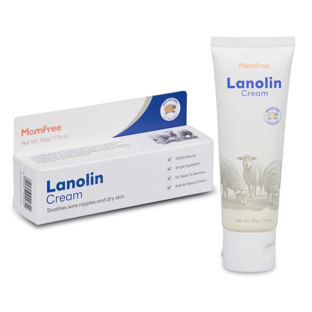 Natural Lanolin Nipple Cream: Soothing Nipples Cream Single Ingredient | Soothes Cracked & Sore Nipples | No Need to Remove Safe for Baby & Mom - 50g/1.76oz