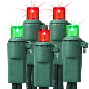 Brizled Red & Green Christmas Tree Lights, 33ft 100 LED 5MM Wide Angle Gentle Twinkle Christmas String Lights, 120V UL Certified Connectable Xmas Tree Light Mini Xmas Light for Tree Party Home Garden