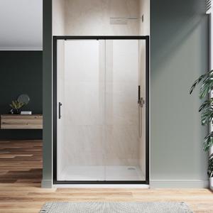 Sliding Shower Door 54 in.D x72 in. H|1/4 in. High-Strength Clear Tempered Glassd Shower Door| Aluminum Frame Semi-Frameless Sliding Door| Silver (Shower Base Not Included)