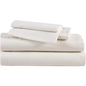 Eddie Bauer - Flannel Sheets King Size, Anti-Pilling & Wrinkle Resistant Cotton, Touchably Soft for All-Season Comfort - Bed Sheets with Matching Pillowcases & Fitted Sheet (Solid Ivory)