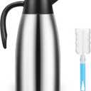 1 PCS 68 OZ Thermal Coffee Carafe, Insulated Stainless Steel Coffee Carafe Double Walled Vacuum Thermal Pot Flask with Brushes Thermos for Keeping Hot Coffee Tea Home and Office (Silver)