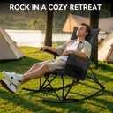 Huskfirm Oversized Rocking Camping Chair Folding Rocking Chair with High Back Padded Outdoor Rocking Chair Heavy Duty Portable Rocker Chair for Camping, Lawn and Patio, Supports Up to 400 lbs, Black