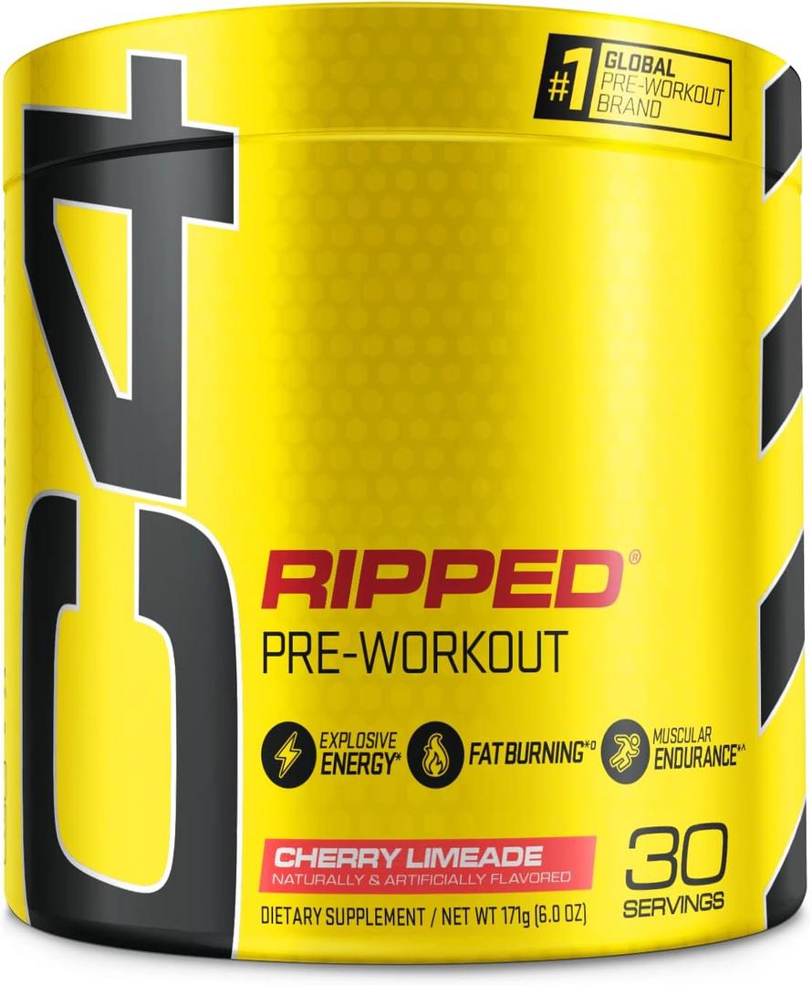 Cellucor C4 Ripped Pre Workout Powder for Energy, Beta Alanine, Sugar Free Energy Supplement Preworkout for Men & Women - 150mg Caffeine + Creatine-Free - Cherry Lemonade - 30 Servings (6 Ounce (Pack of 1))