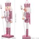 Veemoon Pink Nutcracker Soldier Figure, 12inch Glitter Wood Nutcracker Ornament Xmas Party Table Centerpiece Figurines Winter Festival Soldier Decoration for Home Holiday Favor Fireplace Farmhouse