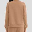 Amoretu Womens Mock Cowl Neck Sweatshirt Lightweight Loose Fit Drop Shoulder Pullover Tops (Brown, XXL)