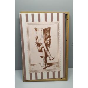 Framed Vintage Cowgirl Funny Bathroom Canvas Wall Art, Retro Stamp Style Western Rustic Wall Decor, Beige Brown Cowboy Boots Picture for Bathroom Laundry Room Bedroom Farmhouse Home Decoration, 24"L x 16"W