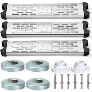 Moxweyeni 3 Pack Stainless Steel Pool Ladder Step Replacement 1.7" Swimming Non Slip Ladder Rung Step with Bumpers Escutcheon Plates, 18" Heavy Duty Ladders for Inground and Aboveground Pool