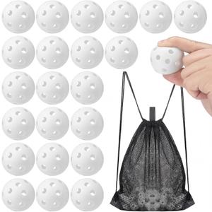 Lunmon 36 Pcs Practice Baseball 42mm Small Training Balls Plastic Hollow Softballs Golf Balls with a Drawstring Bag for Backyard Hitting Batting Training Indoor Outdoor Use