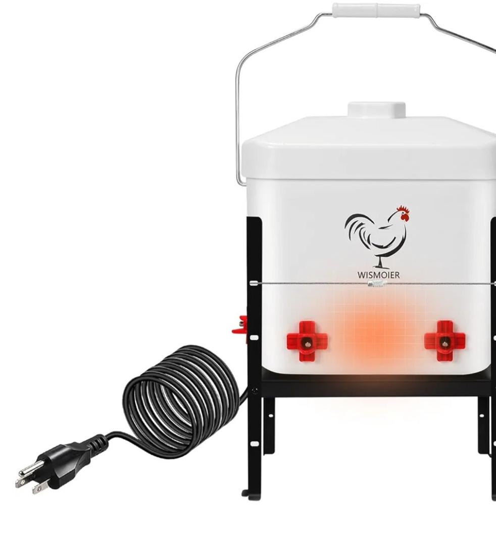 2 Gallon Heated Chicken Waterer Winter Anti-Freezing Automatic Chicken Watering System,Adsjustable Height Poultry Water Dispenser Heating Waterer 9 in x 6.8in x 8.4in