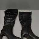 Hawkwell Women's Black White Fall Winter Chunky High-heel Side Zip Knee High Boots Size 6 1/2