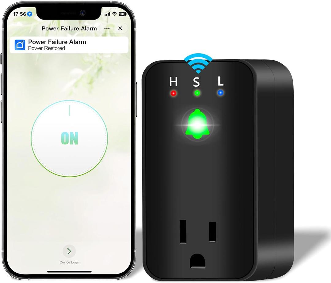 Power Failure Alarm with WiFi App Notifications, Loud 110dB Smart Power Outage LED Indicator Voltage Detection, Failure Detector for Freezer, GFCI Trips, Sump Pump, Greenhouse