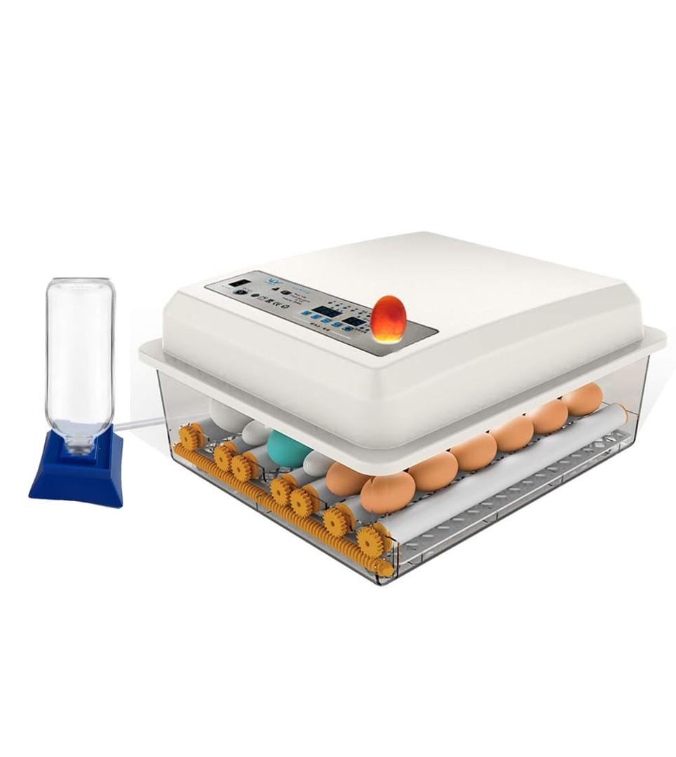JAEDO Automatic Egg Incubator 54~64 Eggs Poultry Hatcher with Automatic Egg Turning and Temperature Humidity Control for Chickens Ducks Goose Others, Built-in Egg Candler