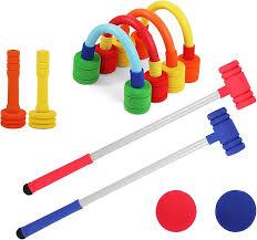 Children's Croquet Set Elastic Sponge Double Croquet Set Indoor and Outdoor Children's Training Rubber Foam Toy Suitable for Lawn, Backyard, Park, Etc