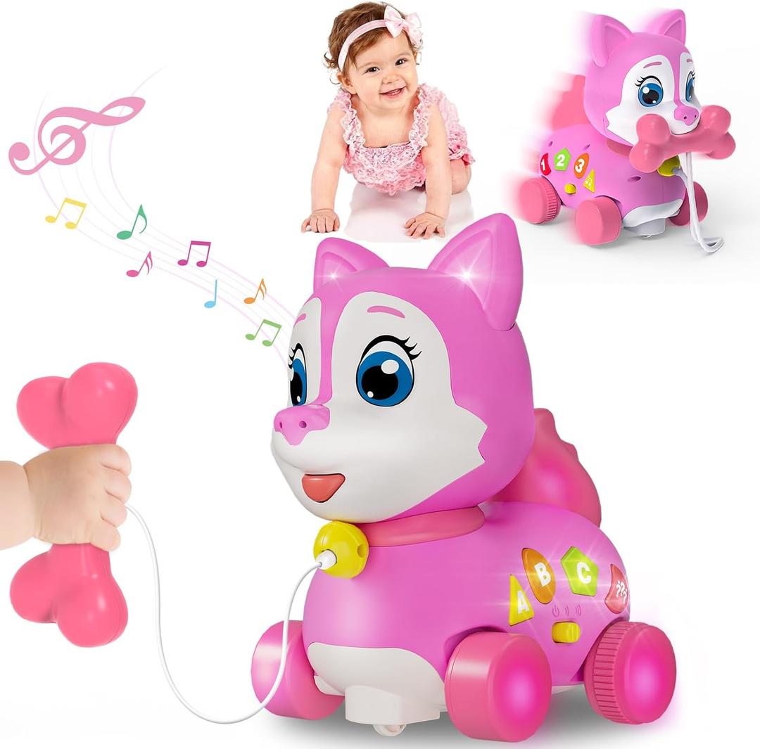 Musical Puppy Toy 6-12 Months,Baby Bilingual Toddler Learning for 1+ Year Old Girl Gift,Baby Crawling Toys,Infant Tummy Time Toy, 1st Birthday Gift Christmas for Newborn Girl Boy Age 1-2