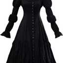 CosFantasy Cosplay Costume Womens Witch Costume Long Black Vintage Dress (Small)