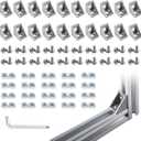 20 Sets Silver 2020 Corner Bracket Kit for 2020 & 2040 Aluminum Extrusion Rail - Brackets, M5 Sliding T-Nuts & Hex Screws, Ball-End Hex Wrench for 20 Series 6mm T Slot Extruded Aluminum Hardware