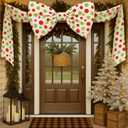 Extra Large 6ft Red Green Christmas Bows Big Christmas Tree Topper Bow Lime Green Velvet Bows Toppers for Xmas Holiday Party Decor Xmas Tree Ribbon Window Mantle Wall Door Decor Indoor Room Decoration