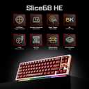 OOCTPK Chilkey Slice68 HE Mechanical Keyboard Gaming Keyboard Wired, 68% Hot Swappable Custom Hall Effect Aluminum Keyboard with Flux Switch, Rapid Trigger, 8K Polling, RGB Magnetic Switch, for PC Mac