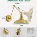 Gold Vintage LED Wall Sconce Set of 2, Wireless Battery Powered Wall Sconce with Remote Control, Dimmable Lighting for Bedroom, Hallway, Farmhouse Indoor Wall Sconce