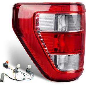 Tail Light Assembly Compatible with Ford F150 XL XLT 2021 2022 2023, F150 Halogen W/o Blind Spot Taillight W/Bulb & Harness, Left Driver Side, OEM: ML3Z13405F