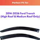 KPY Rain Guards Fit for 2014-2026 Ford Transit, Out-Channel Window Visors Vent Wind Deflectors 2PC, Truck Accessories for 14-26 Transit (High Roof & Medium Roof Only)