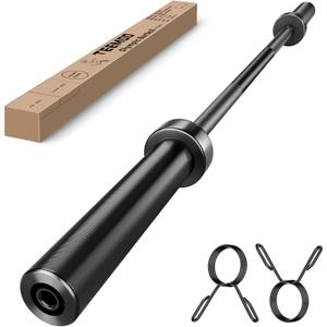 TEEMOO Olympic Barbell Bar, 57" Barbell Bar with 2 Spring Collars, Strength Training bars, Bench Press bar for Weight Lifting, Squat, Hip Thrusts, Biceps, 700lb/500lb Weight Capacity, E-Coat Finish for 2 inch Weight Plates (Black)