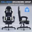 Desk Computer Gaming Chair - High Back Ergonomic Office Chair with Footrest and Lumbar Support, Swivel Comfy Home Gamer Video Game Chairs with Pocket Spring Cushion for Adults (White Leather)