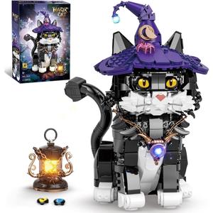 Ideas Magic Cat Animal Building Set for Adults, Unique MOC Cat Model Toy for Home Office Decor, Compatible with Lego Cat, Creative Gift for Kids Boys & Girls 8+ (1128 PCS)