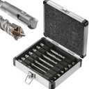 Wensilon 6in Concrete Drill Bit Set - Cross-Type Double Thread Carbide Bits for Brick, Stone, Hammer Drill