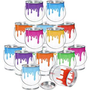 WUWEOT 16 Pack Mini Clear Paint Cans, 1/2 Pint Plastic Empty Paint Buckets, 2.8" x 3.6" Party Favors Candy Containers, Art Paint Supplies with Metal Lids for Art Parties Weddings Birthdays Picnics WUWEOT 16 Pack Mini Clear Paint Cans, 1/2 Pint Plastic Empty Paint Buckets, 2.8" x 3.6" Party Favors Candy Containers, Art Paint Supplies with Metal Lids for Art Parties Weddings Birthdays Picnics